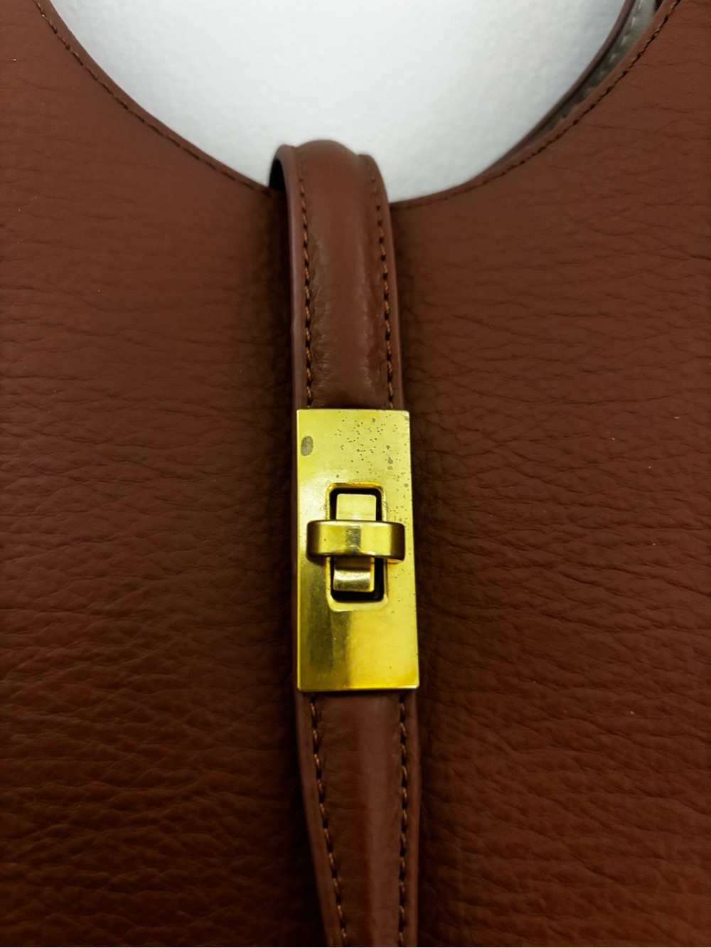 Miztique Brown Shoulder Tote with Gold Hardware - Picture 2 of 7